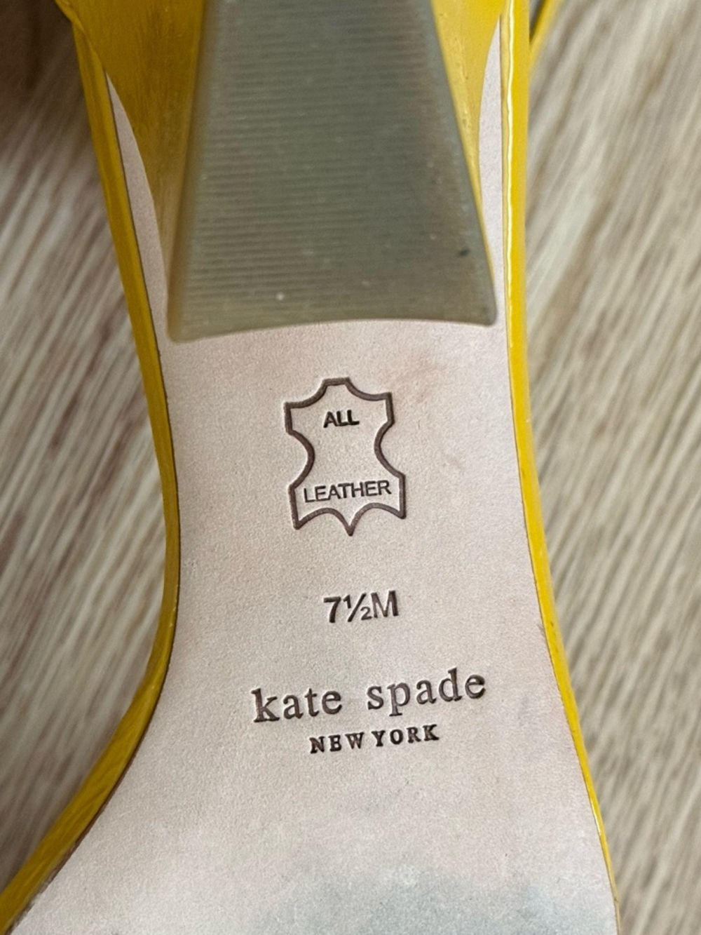 Kate Spade Leather Susane Golden Yellow Heel Strappy Sandals Women’s 7.5 - Picture 4 of 14